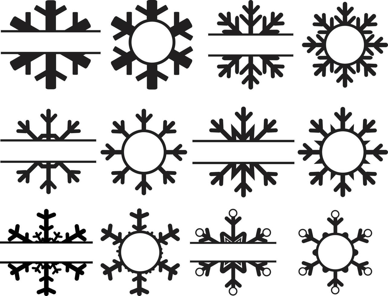 snowflake monogram on white background. Boho festive ornament template. vector