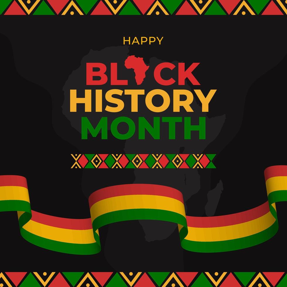 Black history month with flag ribbon illustration on africa map background vector