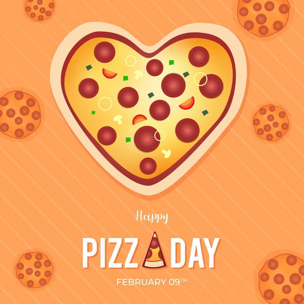 feliz día de la pizza 09 de febrero con diseño de ilustración de pizza vector
