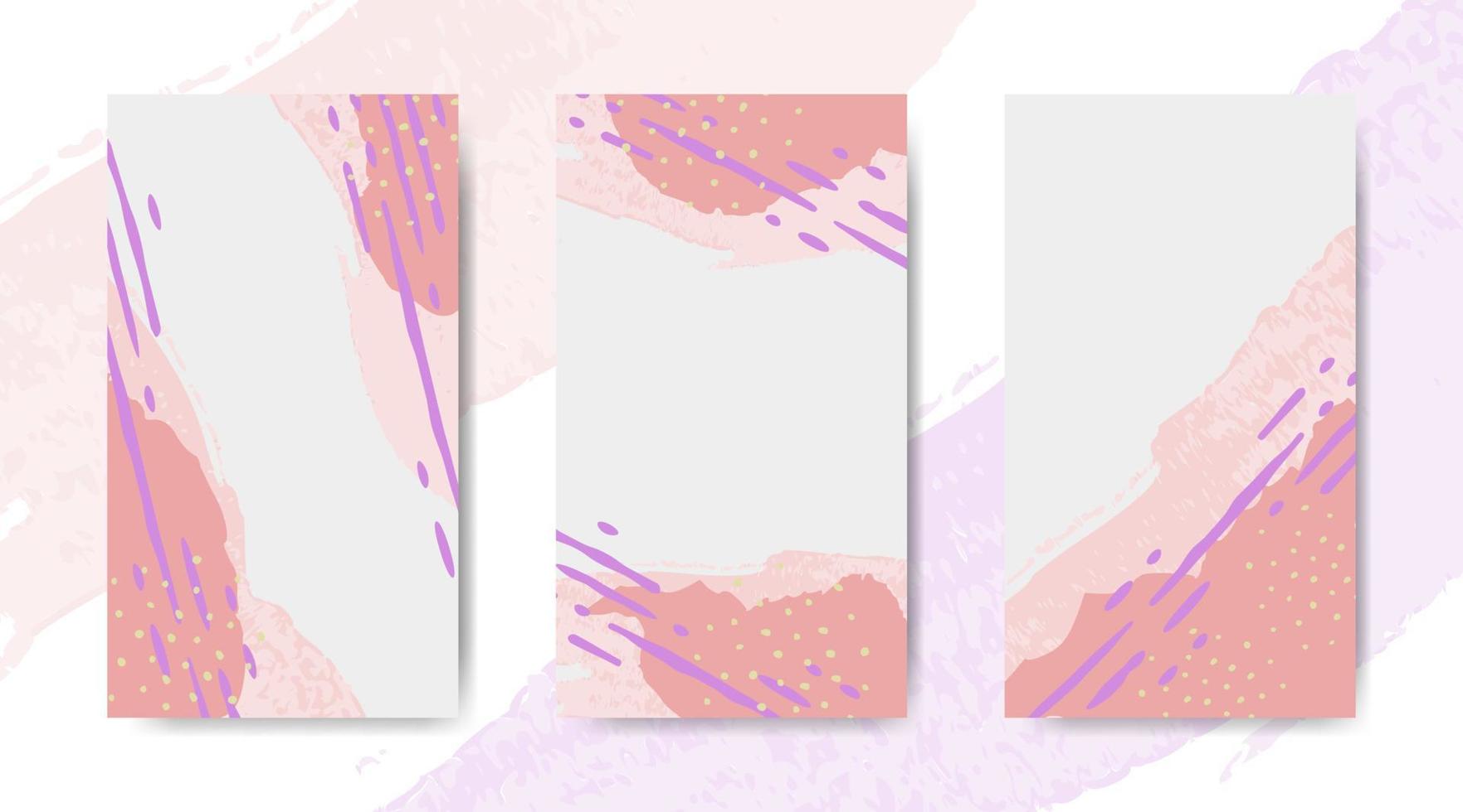 Collection of abstract hand drawn aesthetic minimal watercolor background for social media stories vector