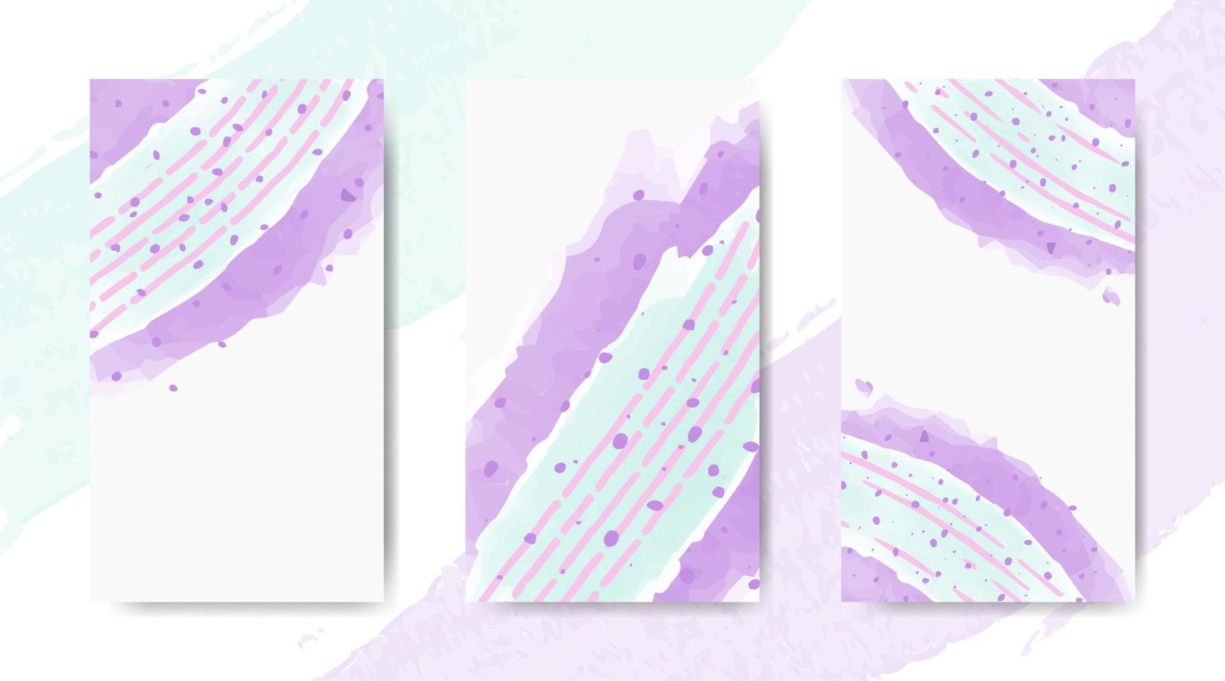 Collection of abstract hand drawn aesthetic minimal watercolor background for social media stories vector