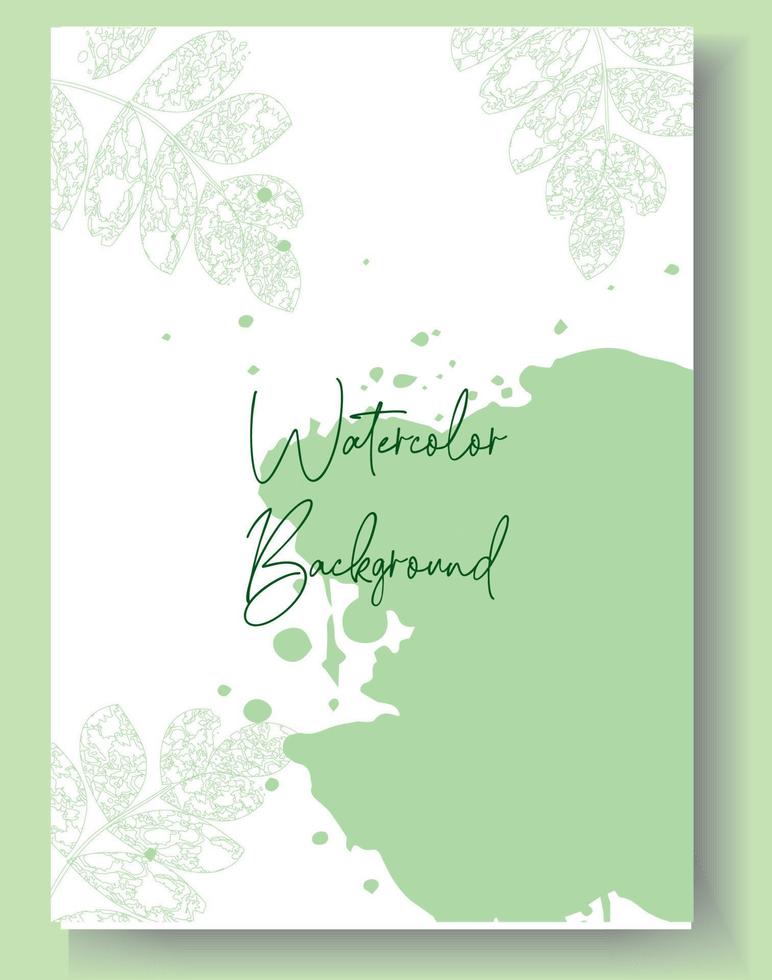 watercolor green background frame-03 vector