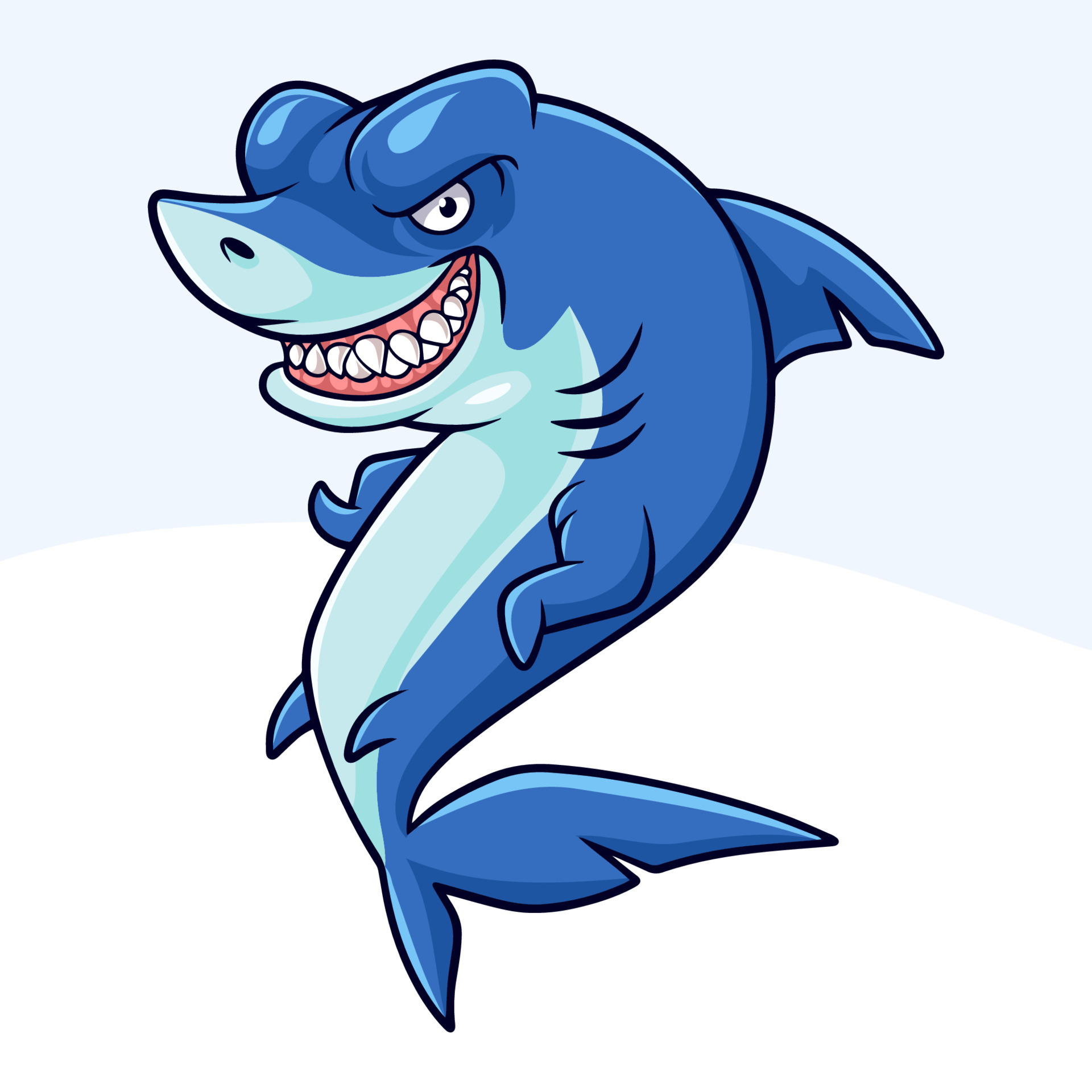 Cartoon funny shark isolated on white background 15360123 Vector Art at  Vecteezy