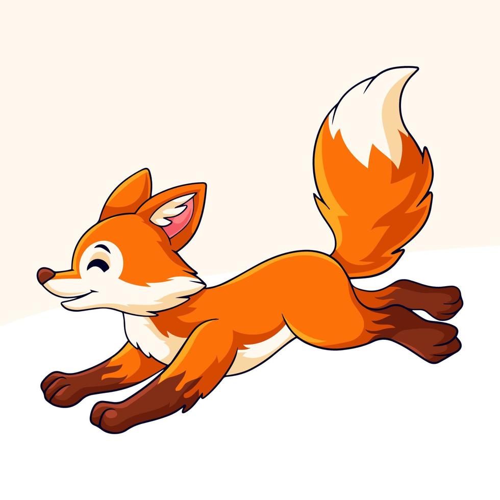 Cartoon cute little fox on white background vector