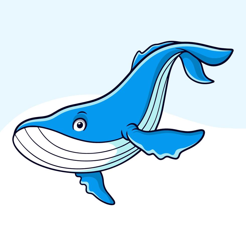 caricatura, divertido, ballena, aislado, blanco, plano de fondo vector