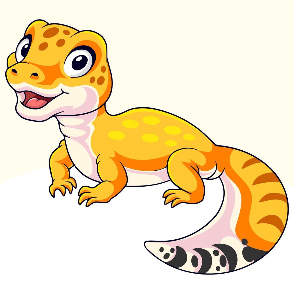 Cartoon cute little gecko on white background vector