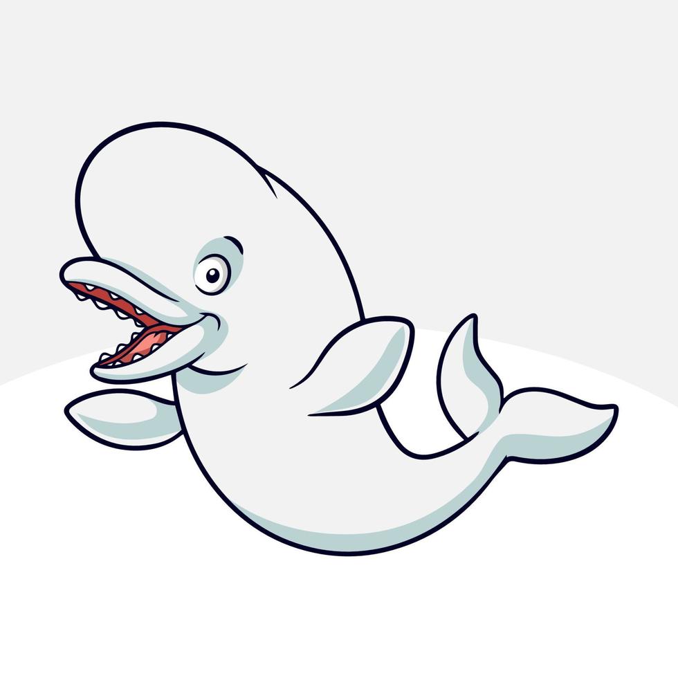 Cartoon funny beluga isolated on white background vector