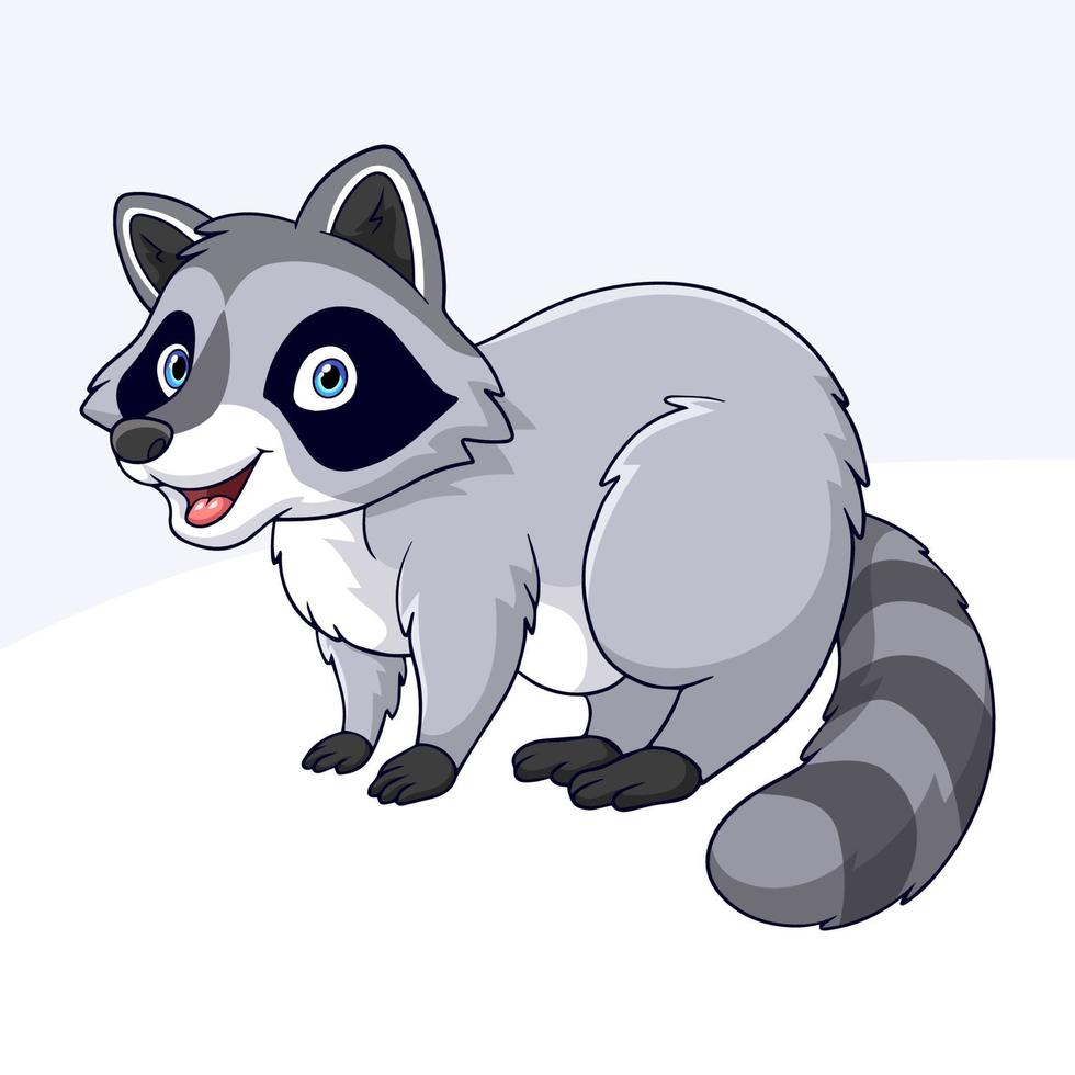 Cartoon cute little Raccoon on white background vector