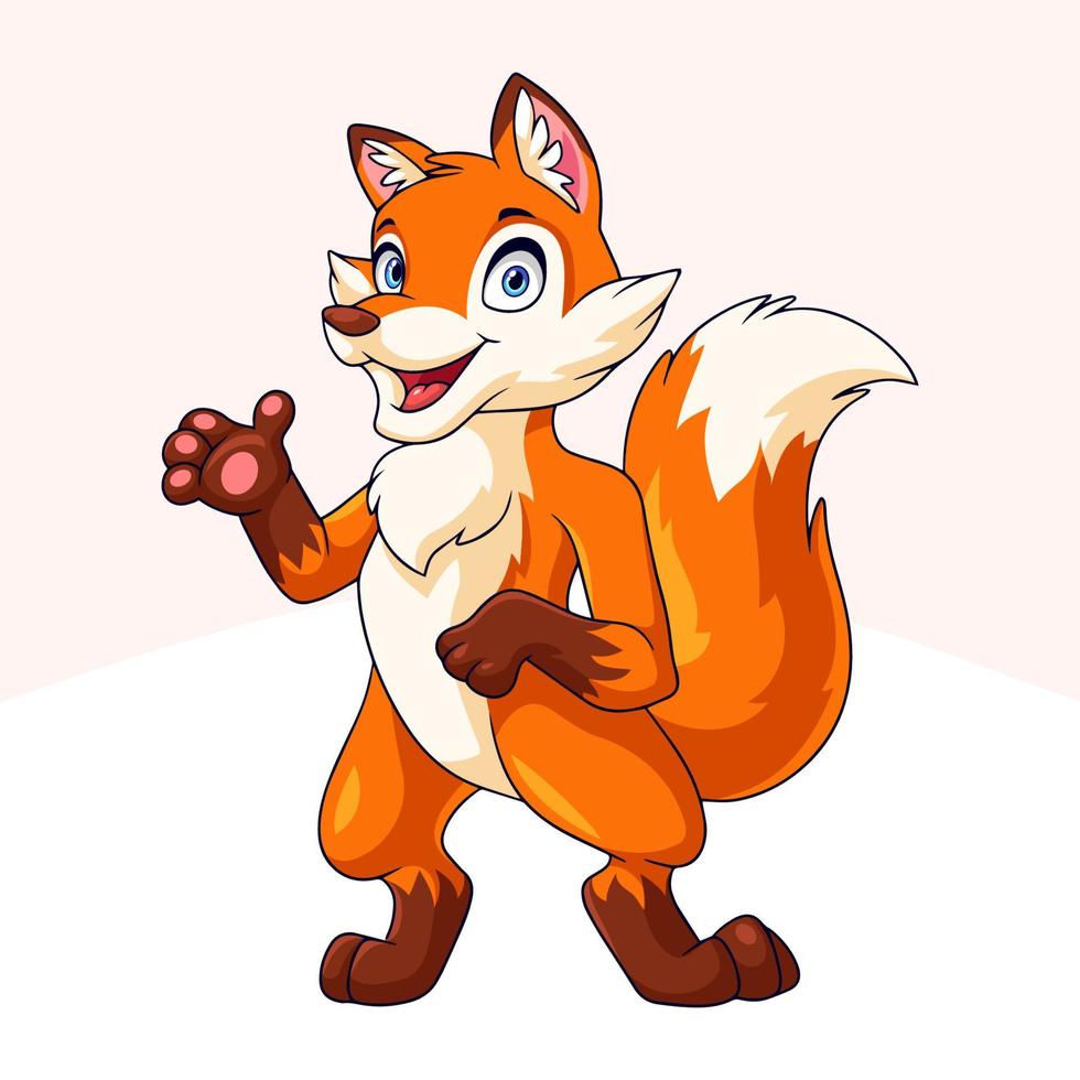 Cartoon cute little fox on white background vector