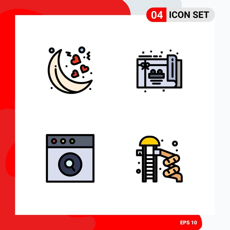 4 Creative Icons Modern Signs and Symbols of moon park slider birthday app water Editable Vector Design Elements