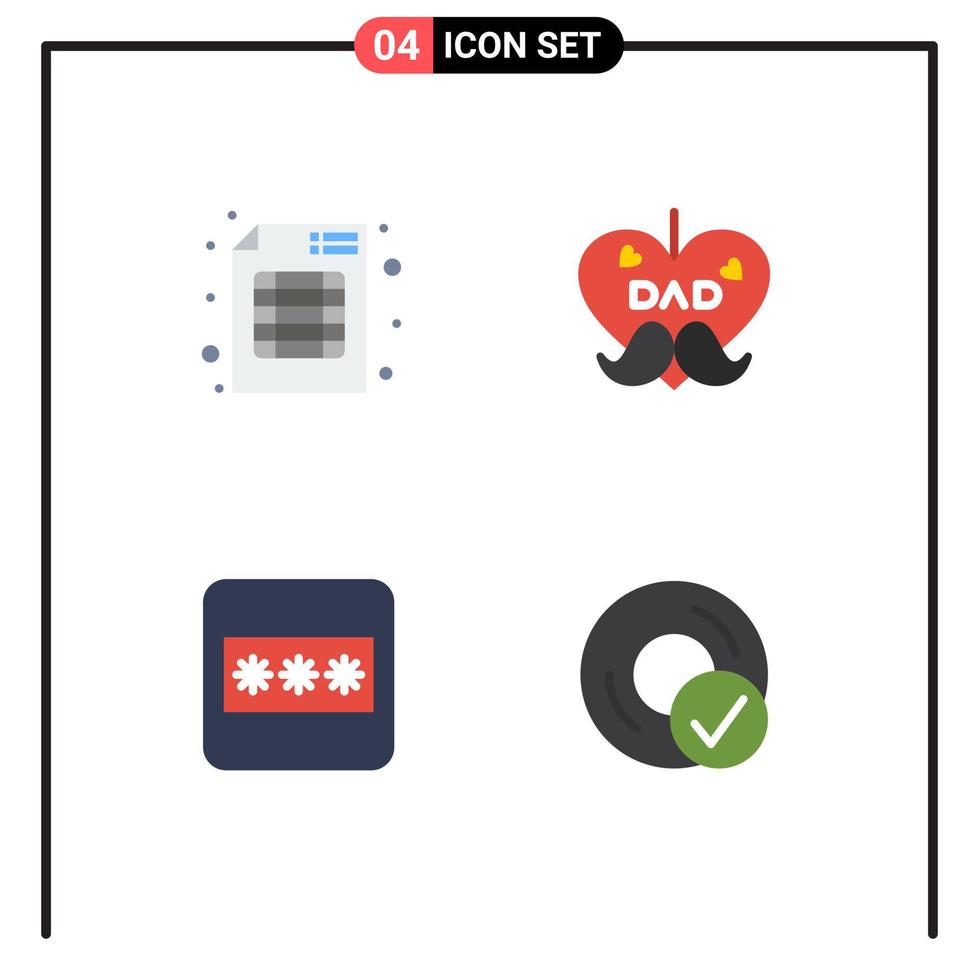 Group of 4 Flat Icons Signs and Symbols for audit layout business fathers day computers Editable Vector Design Elements