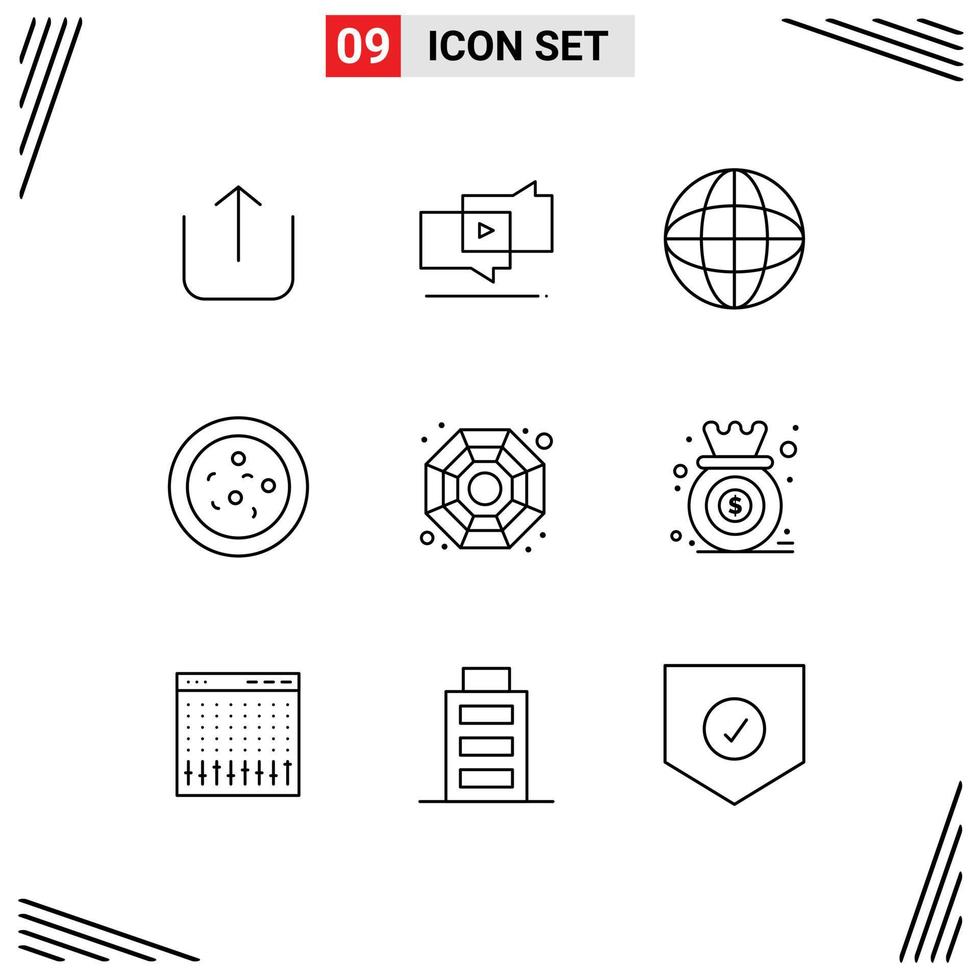 Universal Icon Symbols Group of 9 Modern Outlines of diagram analysis internet symbol china Editable Vector Design Elements