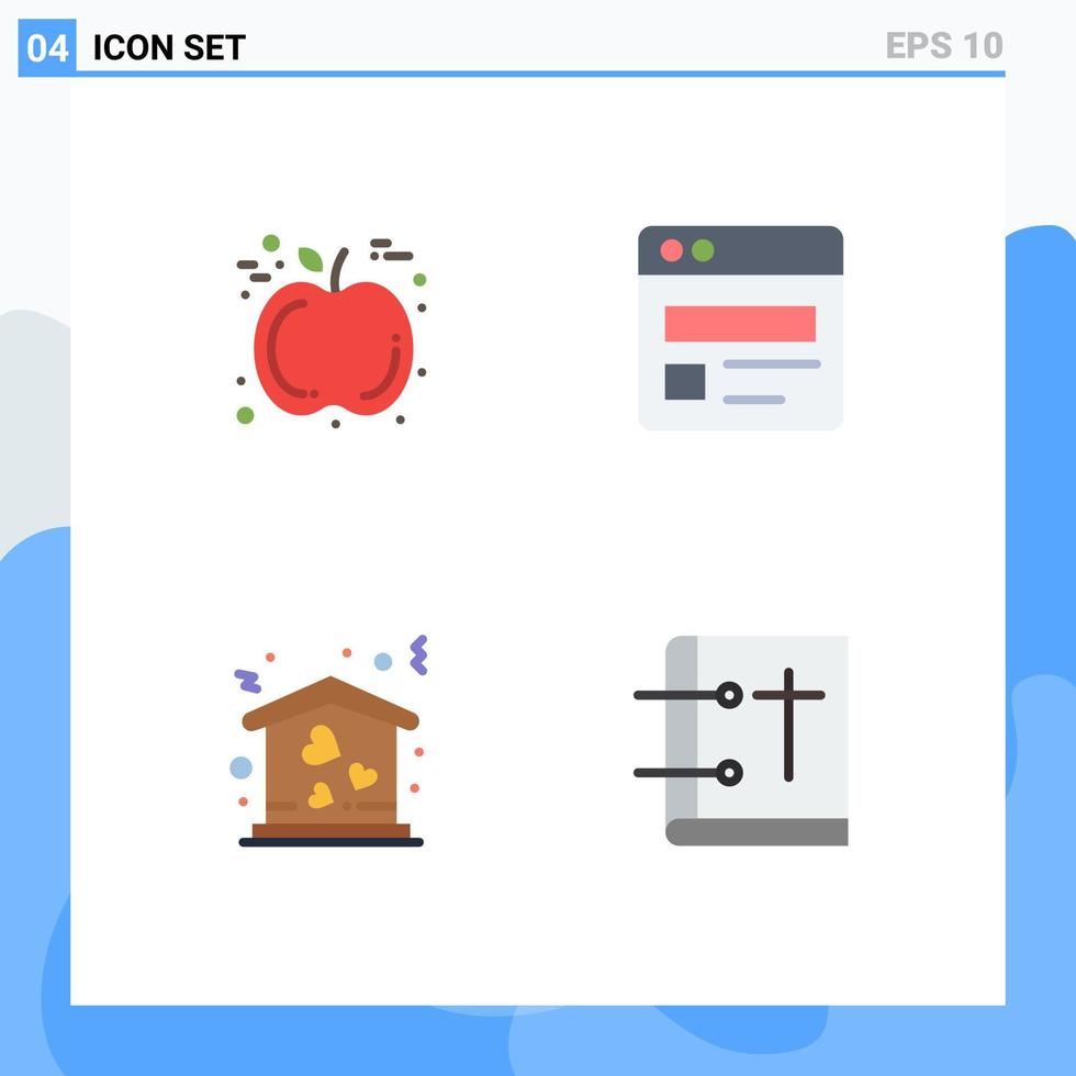 4 Flat Icon concept for Websites Mobile and Apps apple move business home christian Editable Vector Design Elements