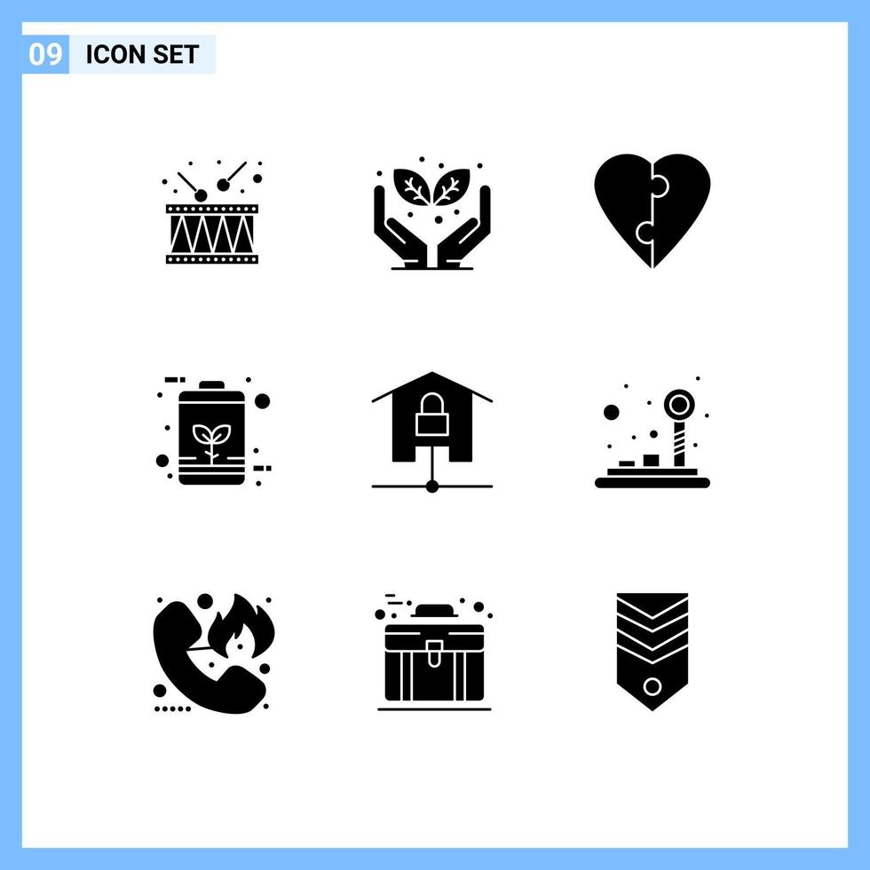 Group of 9 Solid Glyphs Signs and Symbols for kit devices love power economic Editable Vector Design Elements