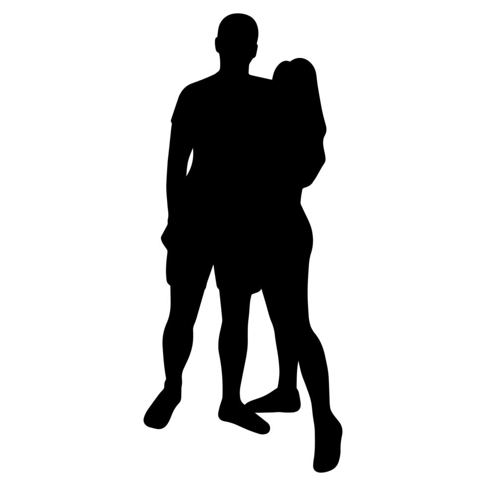 Loving heterosexual couple silhouette vector