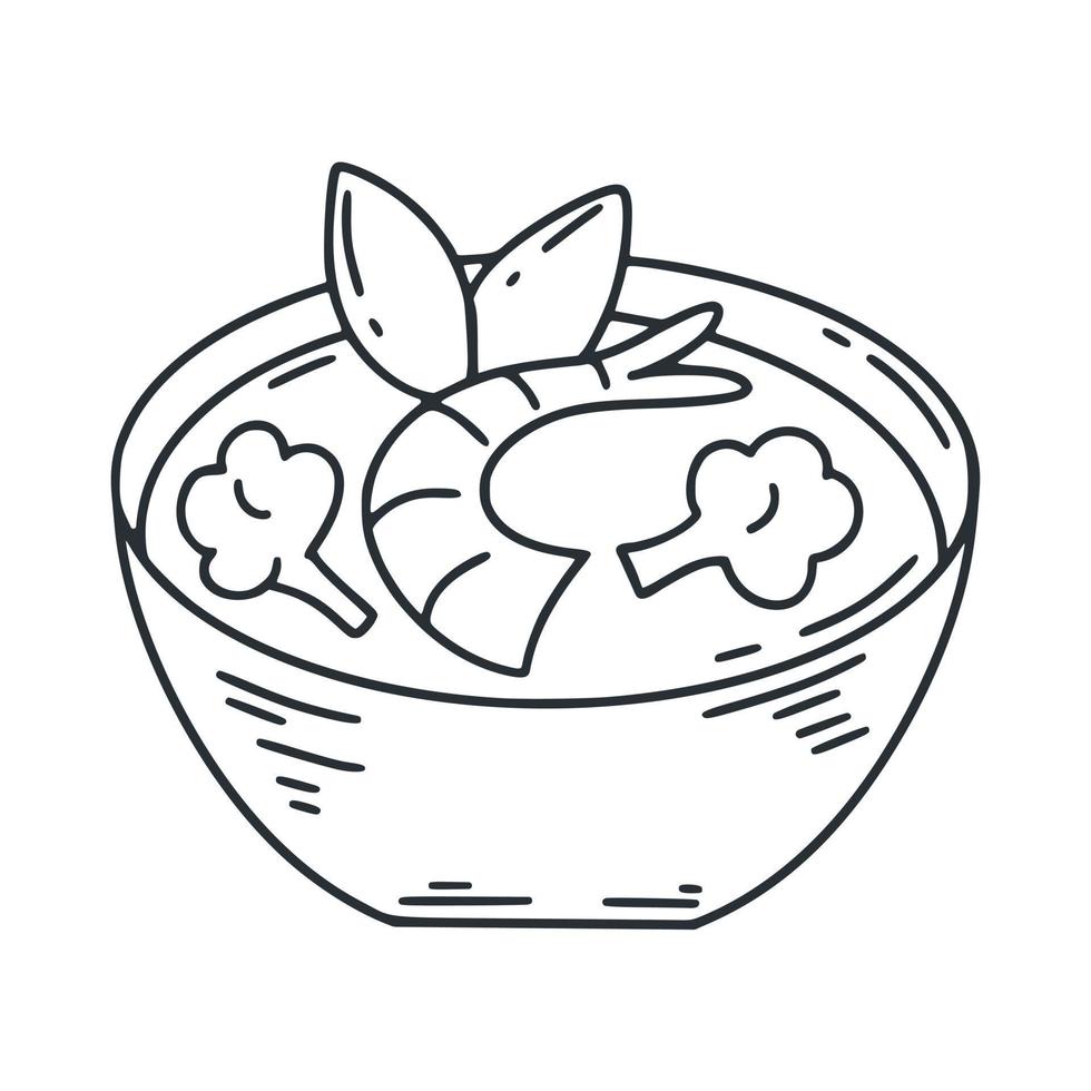 Miso soup doodle isolated illustration vector