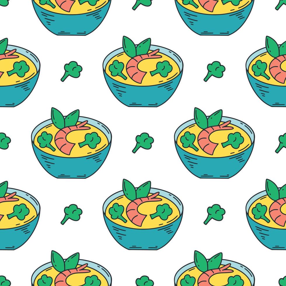 Miso soup seamless pattern Asian food vector