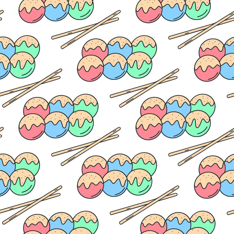 Japanese dango dumplings seamless pattern vector