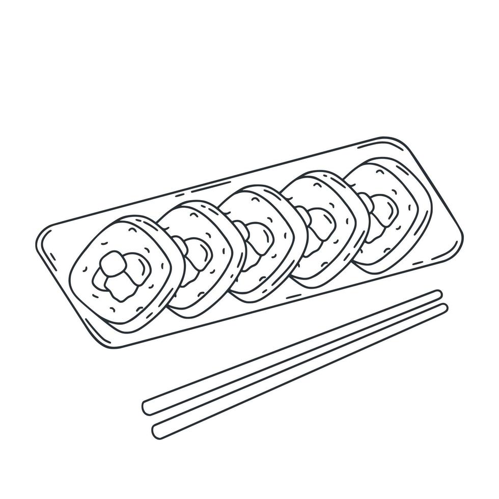 Popular dish Korean cuisine Kimbap doodle illustration vector