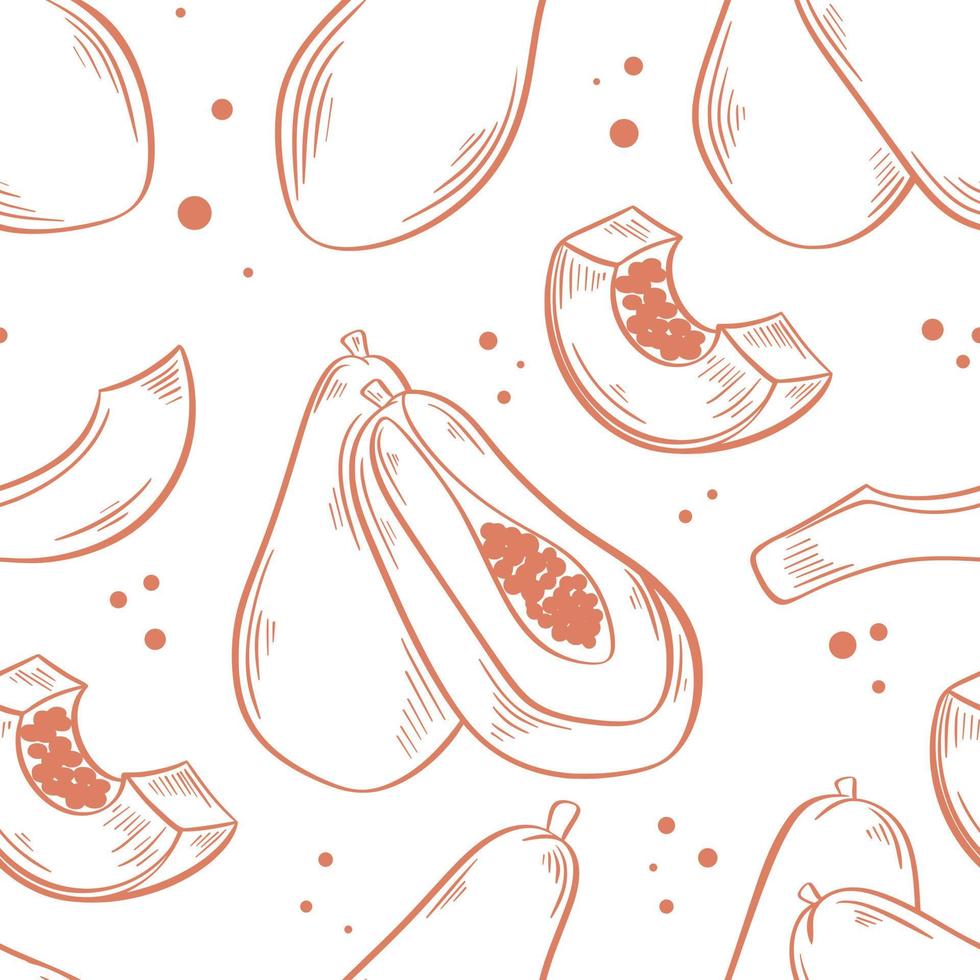 Exotic tropical fruits seamless pattern vector