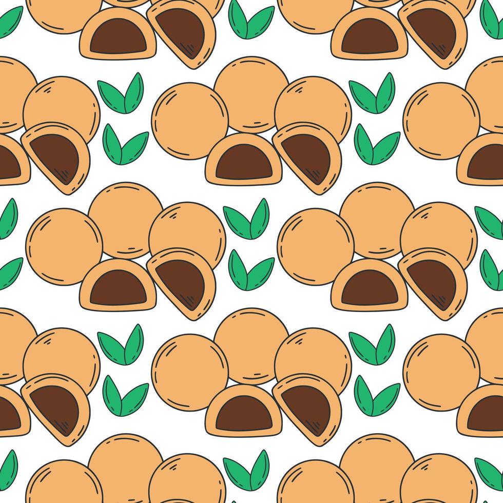 Flour pie stuffed with anko and sugar seamless pattern vector