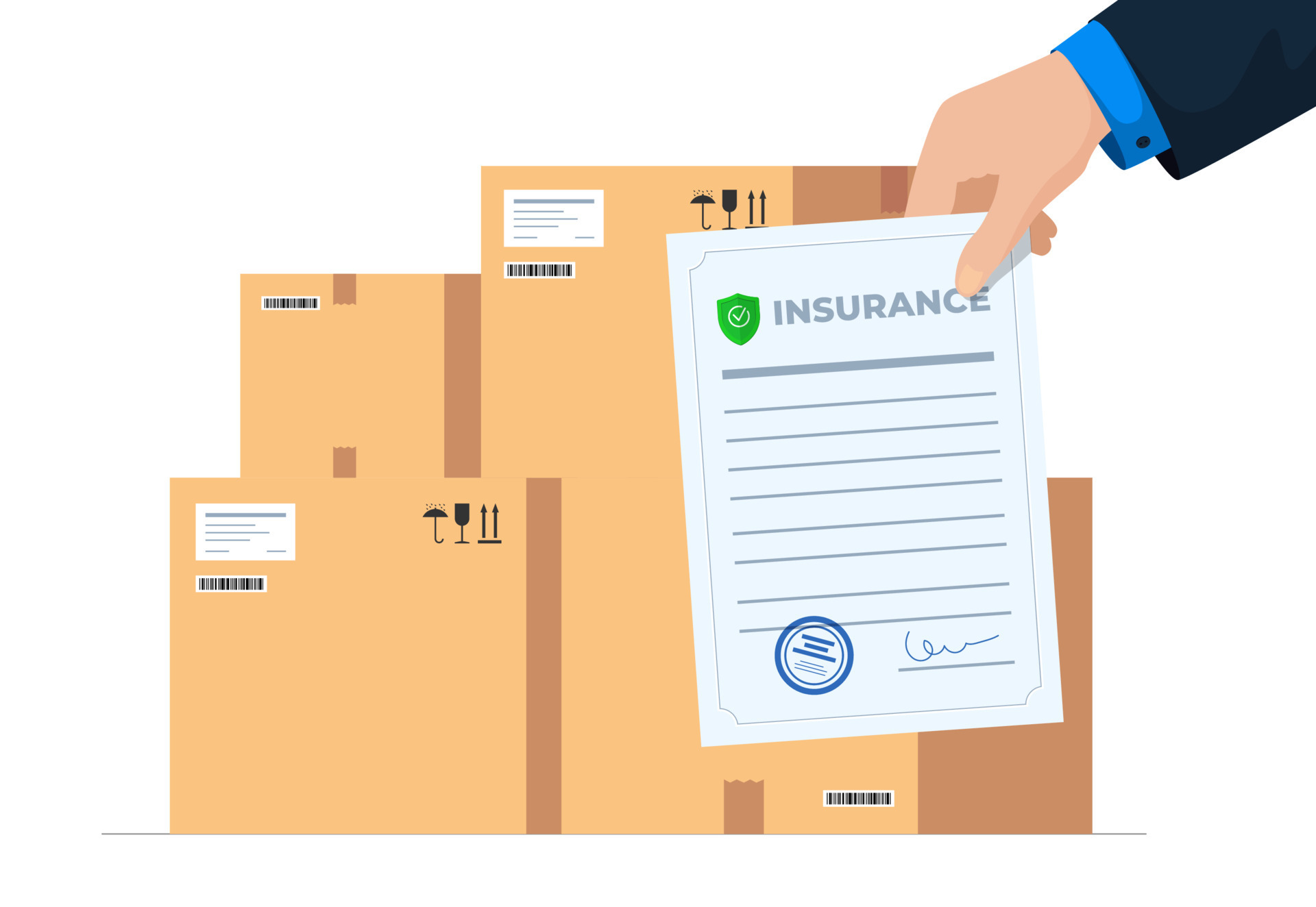 Freight cargo delivery insurance concept. Parcel package transportation