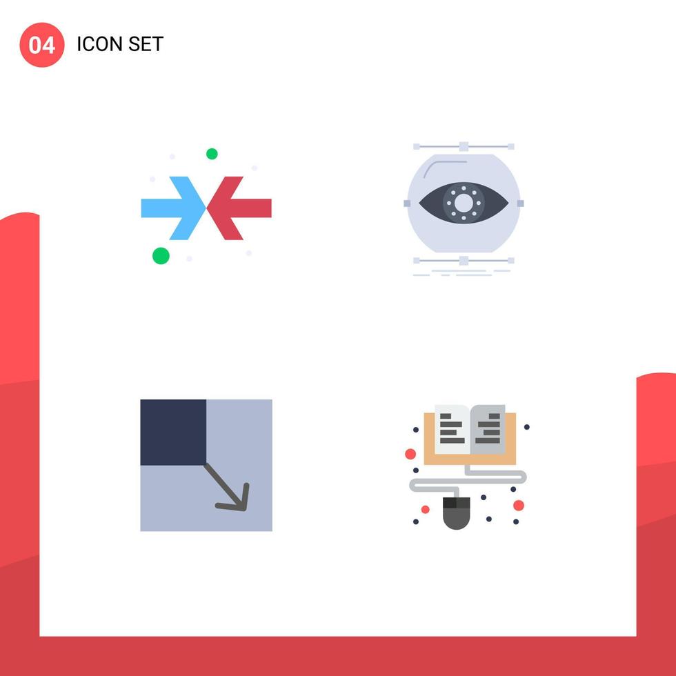 Universal Icon Symbols Group of 4 Modern Flat Icons of arrow layout visualize monitoring course Editable Vector Design Elements
