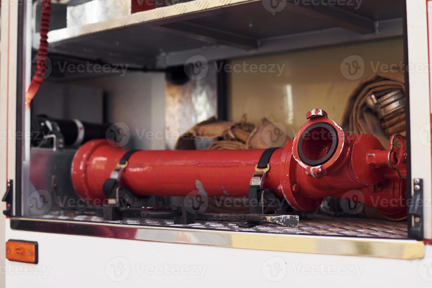 Close up view of firefighter's equipment that is inside of the truck photo