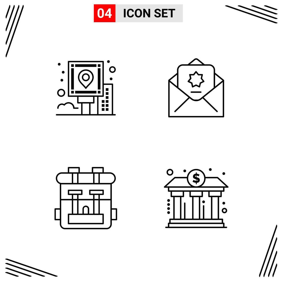 4 Icons Line Style Grid Based Creative Outline Symbols for Website Design Simple Line Icon Signs Isolated on White Background 4 Icon Set Creative Black Icon vector background