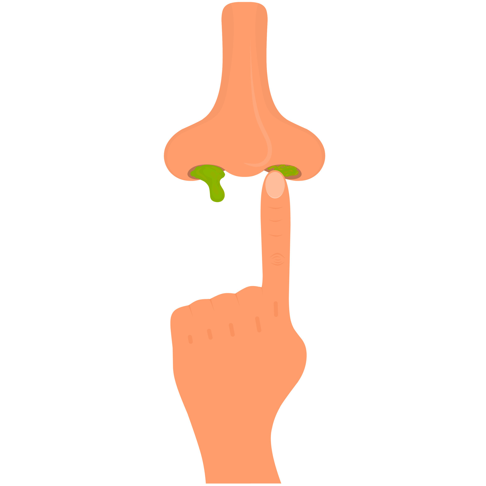 Illustration of picking nose with finger on white background. Cartoon hand  with dripping green snot. 15361233 Vector Art at Vecteezy