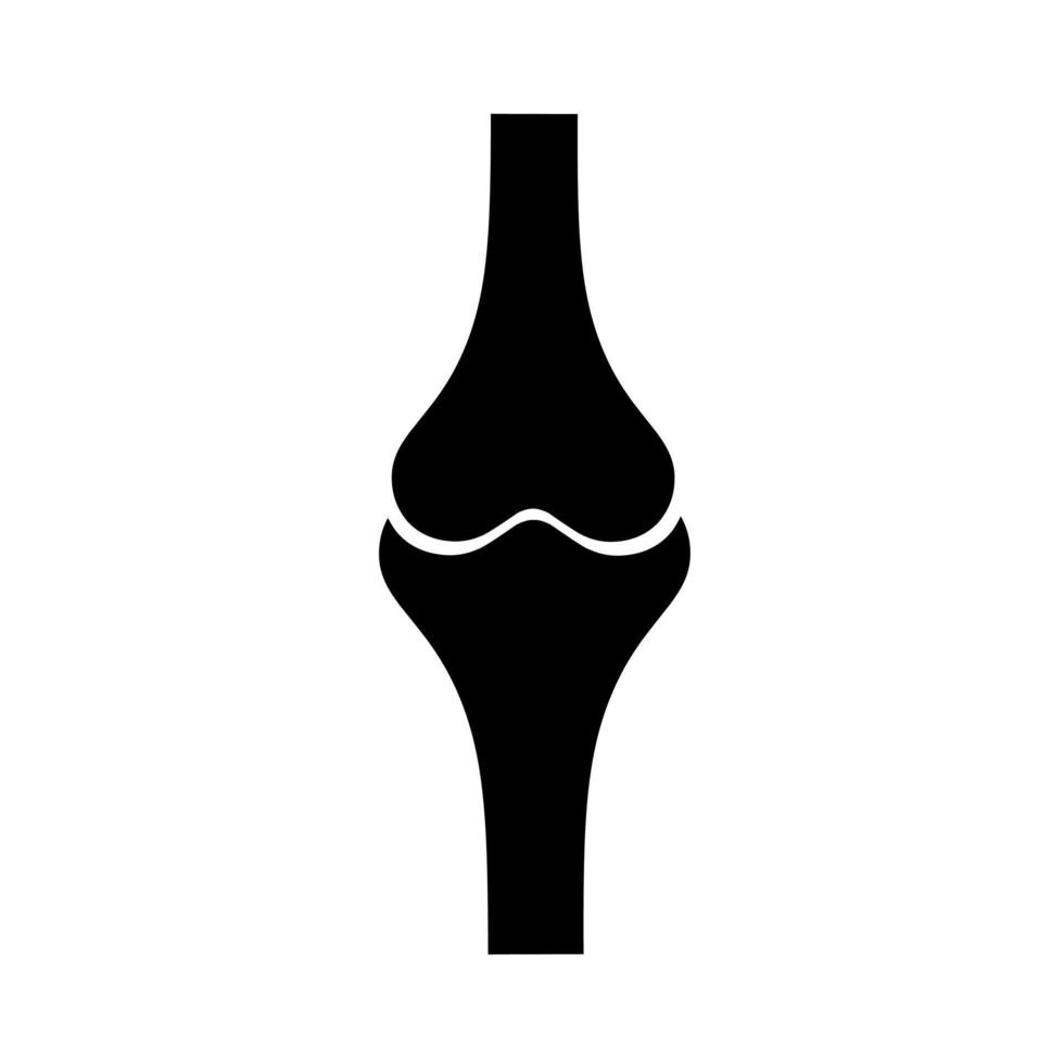 icono de vector de hueso de rodilla humana sobre fondo blanco. signo médico de atención médica. elemento de diseño para ortopedia.