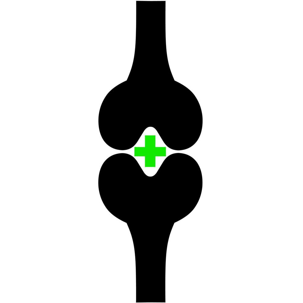 icono de rótula con símbolo de salud verde sobre fondo blanco. el concepto de mantener la salud de las espinillas de los pies. ilustración vectorial vector