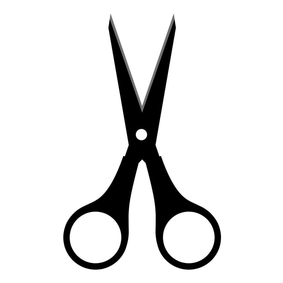 Black scissors vector icon on white background.