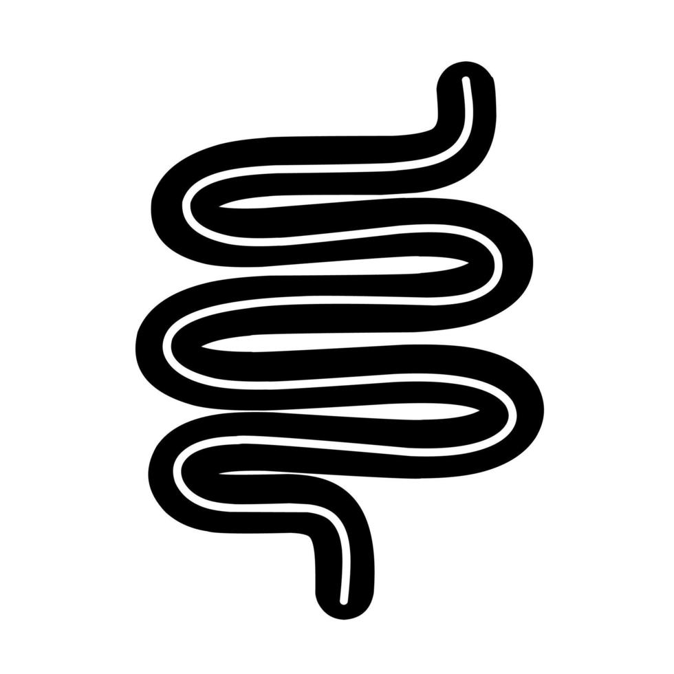 icono de símbolo del tracto intestinal humano sobre fondo blanco. ideal para logotipos de órganos internos, salud y medicina. vector