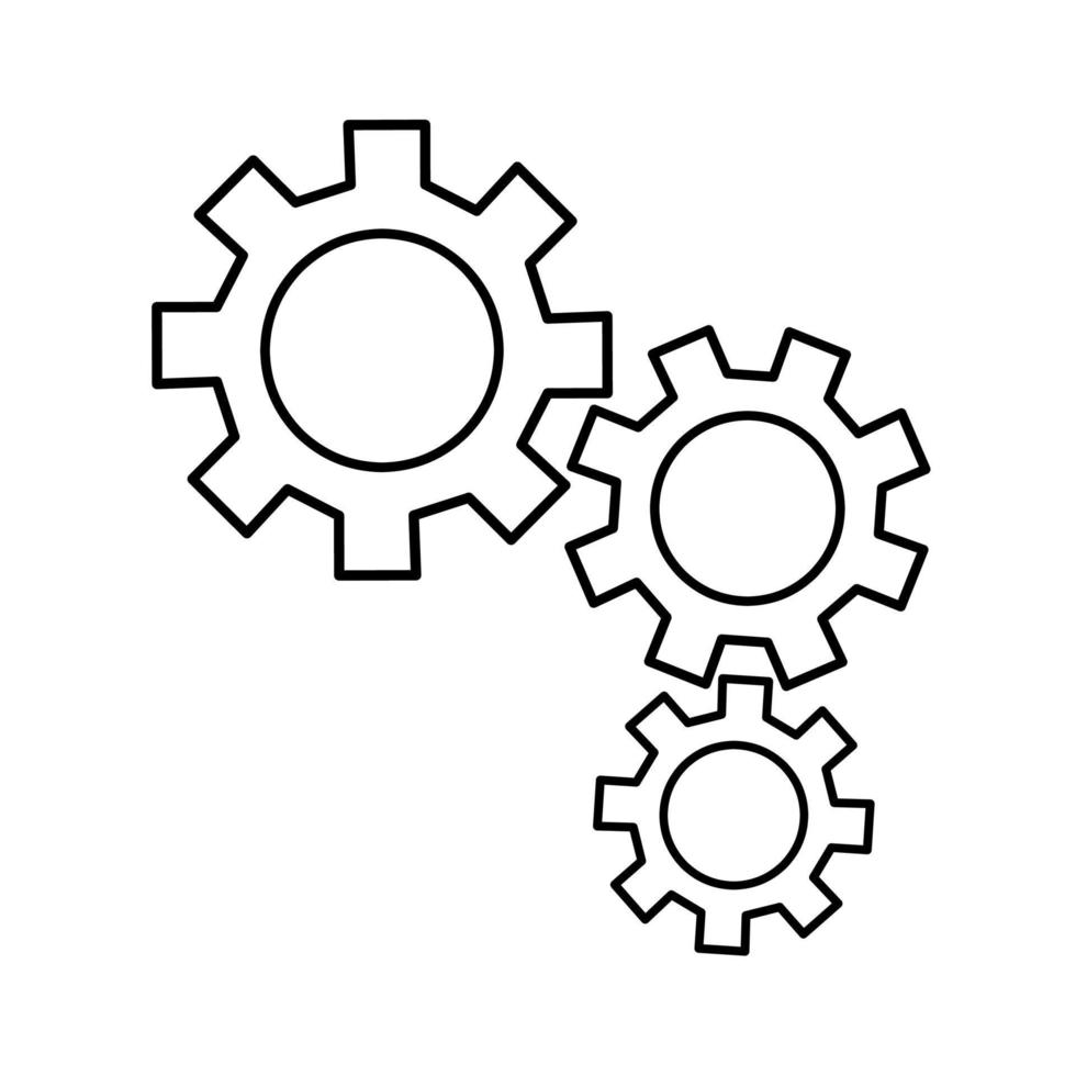 Gear icon on white background. Settings and help symbols. Perfect for