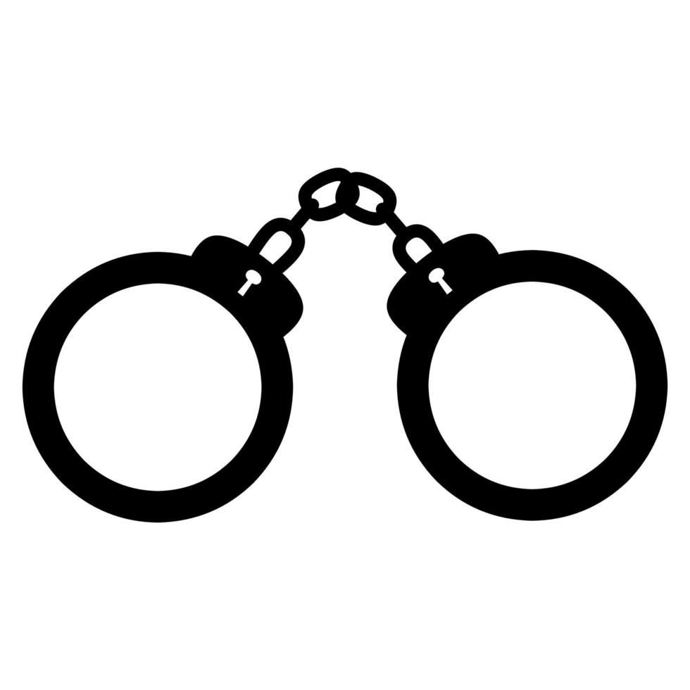 Handcuffs vector icon on white background. Hand lock tool with a pair of iron.