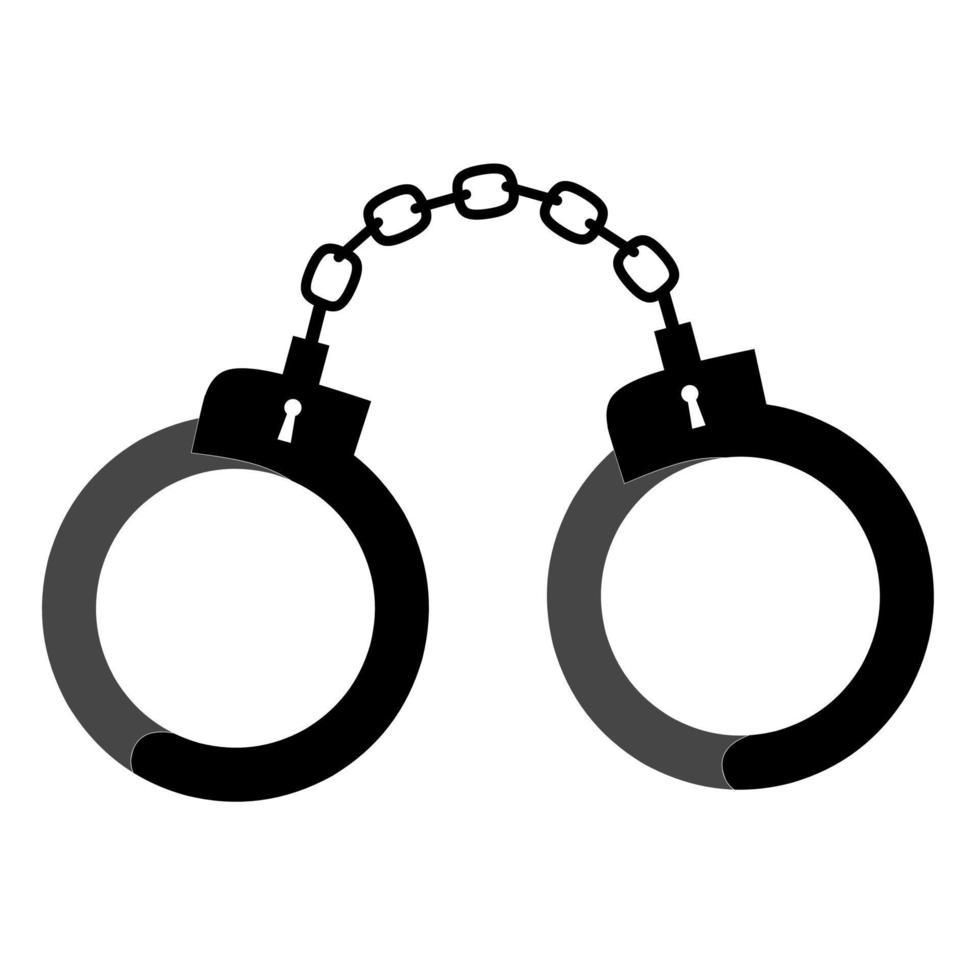 Black Handcuffs icon with chains on white background. vector