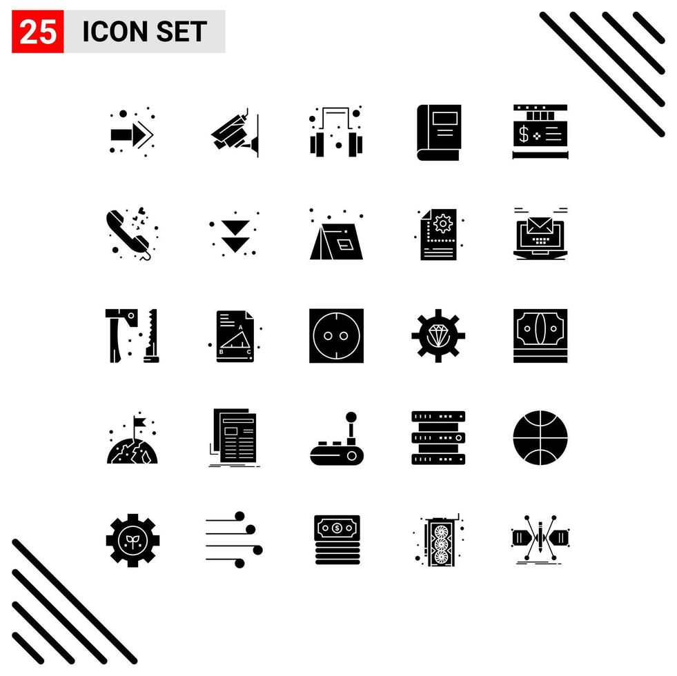 Stock Vector Icon Pack of 25 Line Signs and Symbols for shopping tag help price knowledge Editable Vector Design Elements