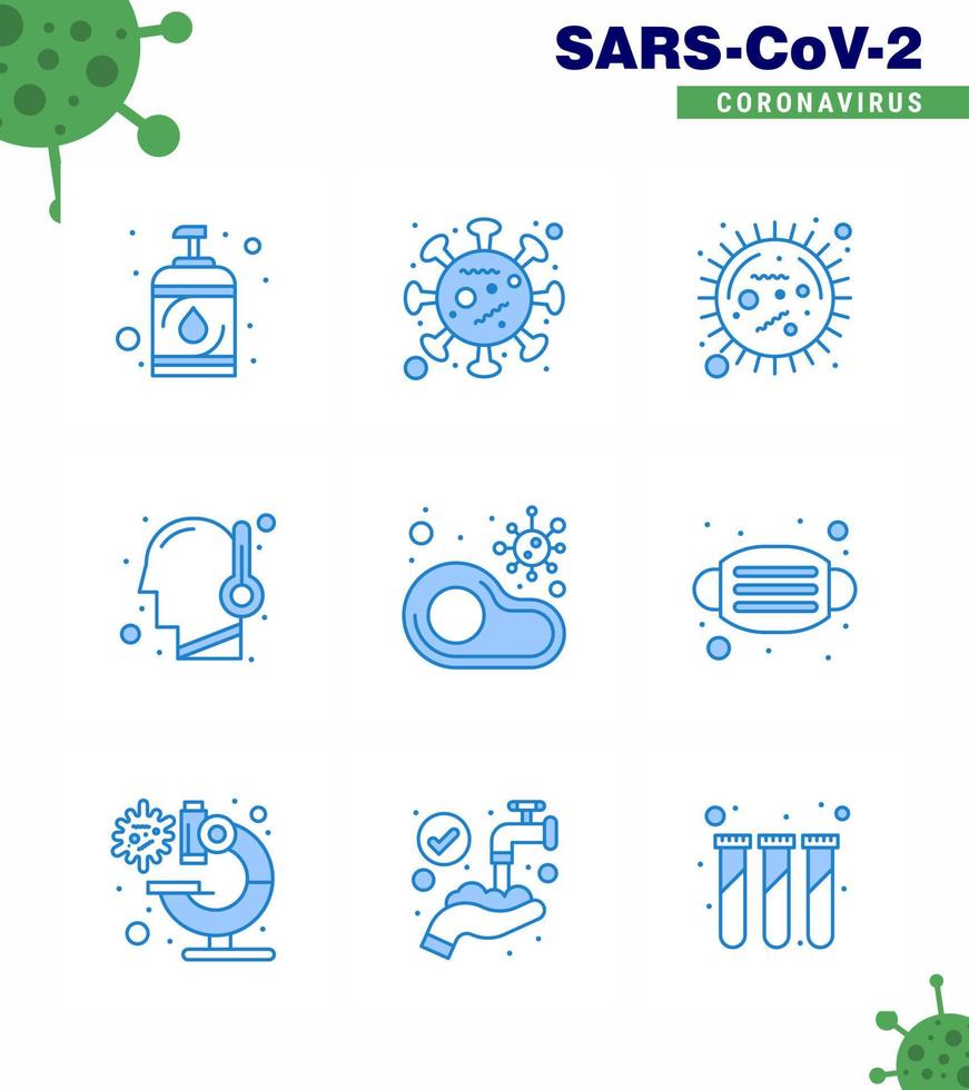 9 ilustraciones de vectores pandémicos de virus corona azul fiebre infectada corona virus del resfriado coronavirus viral 2019nov elementos de diseño de vectores de enfermedades
