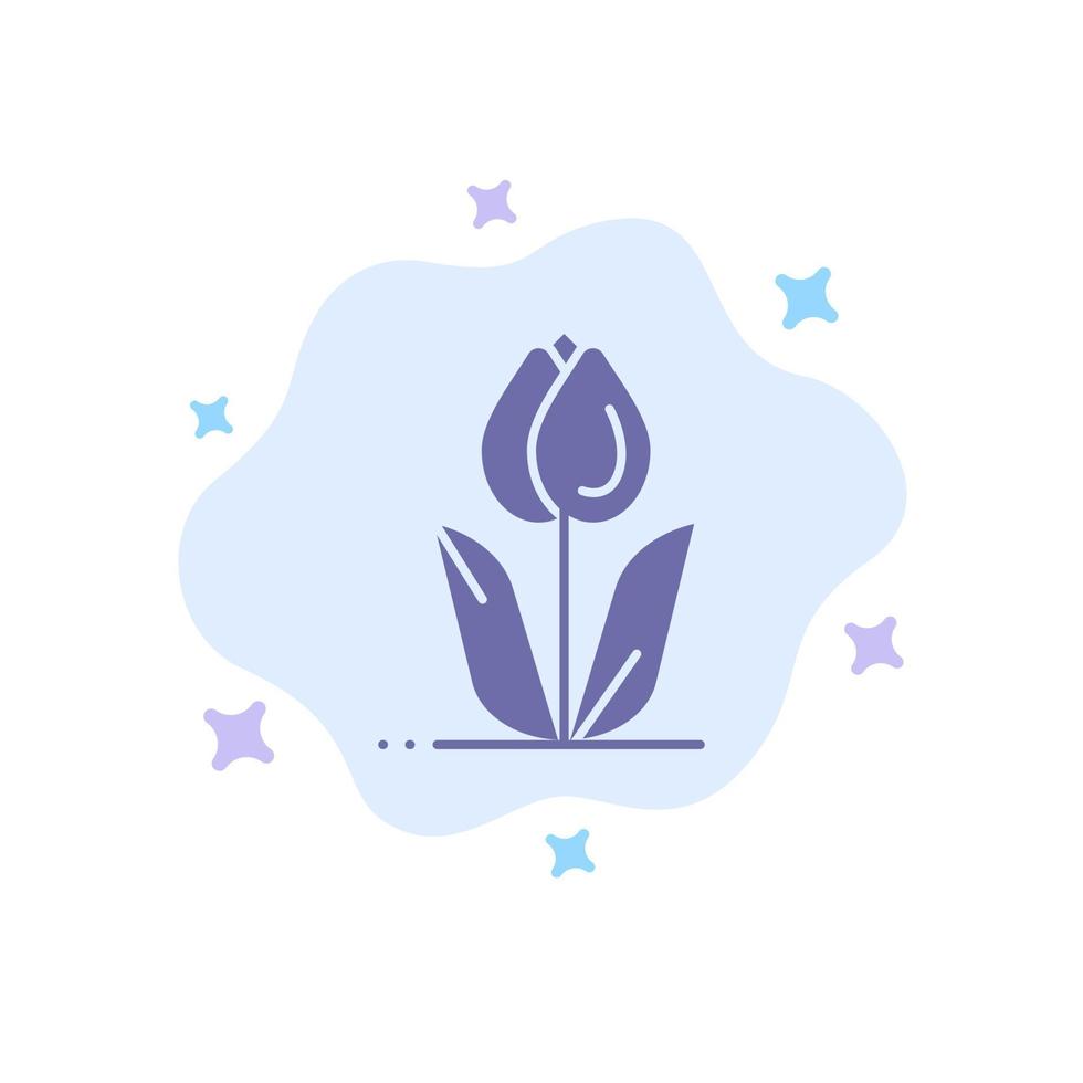 Flora Floral Flower Nature Rose Blue Icon on Abstract Cloud Background vector
