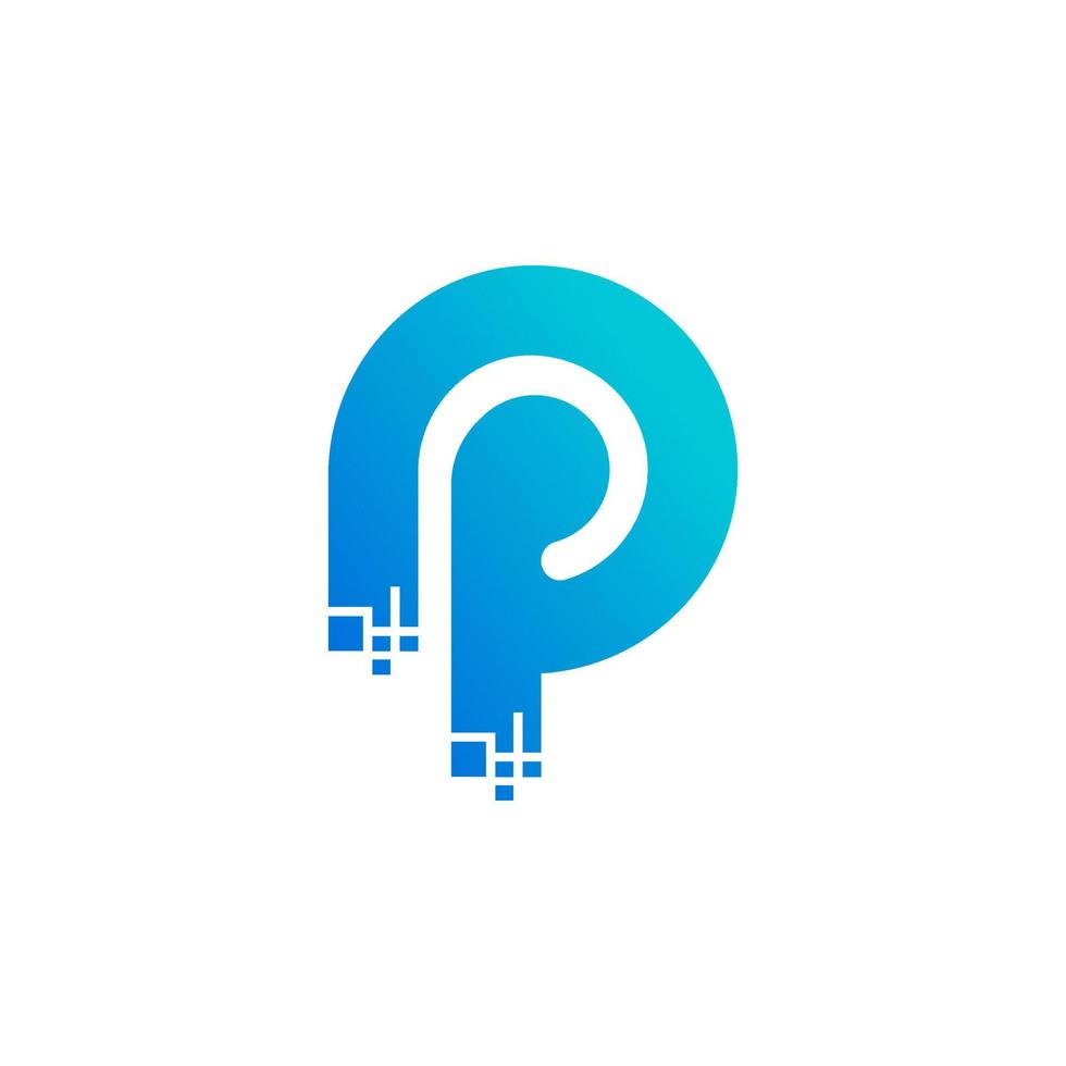 Letter P Tech Logo Design Ideas vector