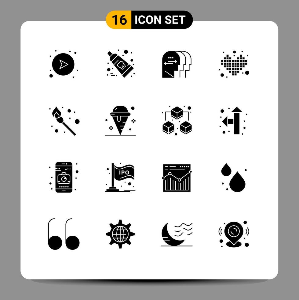 Universal Icon Symbols Group of 16 Modern Solid Glyphs of camping tetris personality play competition Editable Vector Design Elements