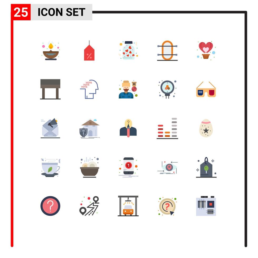 Modern Set of 25 Flat Colors and symbols such as air rowing heart physic crew Editable Vector Design Elements
