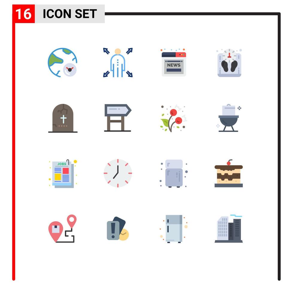 Set of 16 Modern UI Icons Symbols Signs for grave scale article weight diet Editable Pack of Creative Vector Design Elements