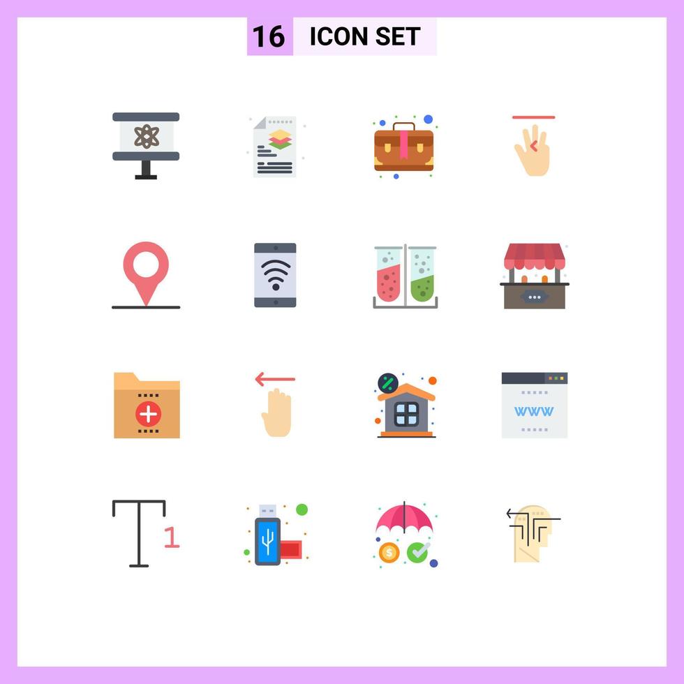 16 iconos creativos, signos y símbolos modernos de pin, bolsa izquierda, paquete editable a mano de elementos creativos de diseño de vectores