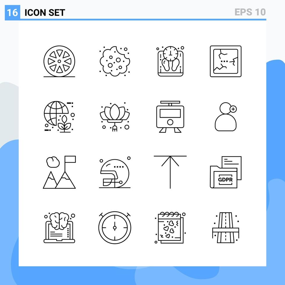 Modern 16 Line style icons Outline Symbols for general use Creative Line Icon Sign Isolated on White Background 16 Icons Pack Creative Black Icon vector background