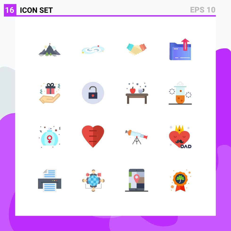 16 Thematic Vector Flat Colors and Editable Symbols of file folder system partner handshake Editable Pack of Creative Vector Design Elements