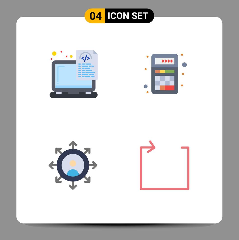 Editable Vector Line Pack of 4 Simple Flat Icons of device interaction laptop app growth Editable Vector Design Elements