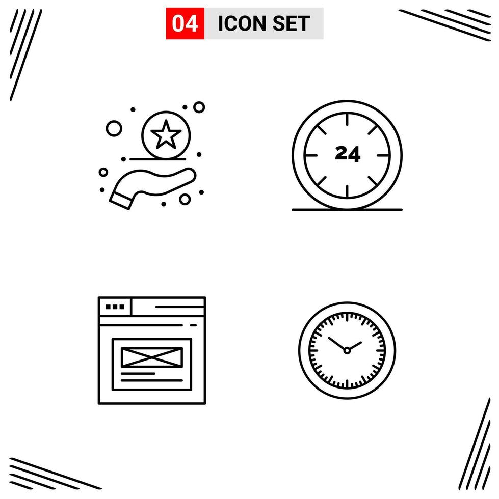4 Icons Line Style Grid Based Creative Outline Symbols for Website Design Simple Line Icon Signs Isolated on White Background 4 Icon Set vector