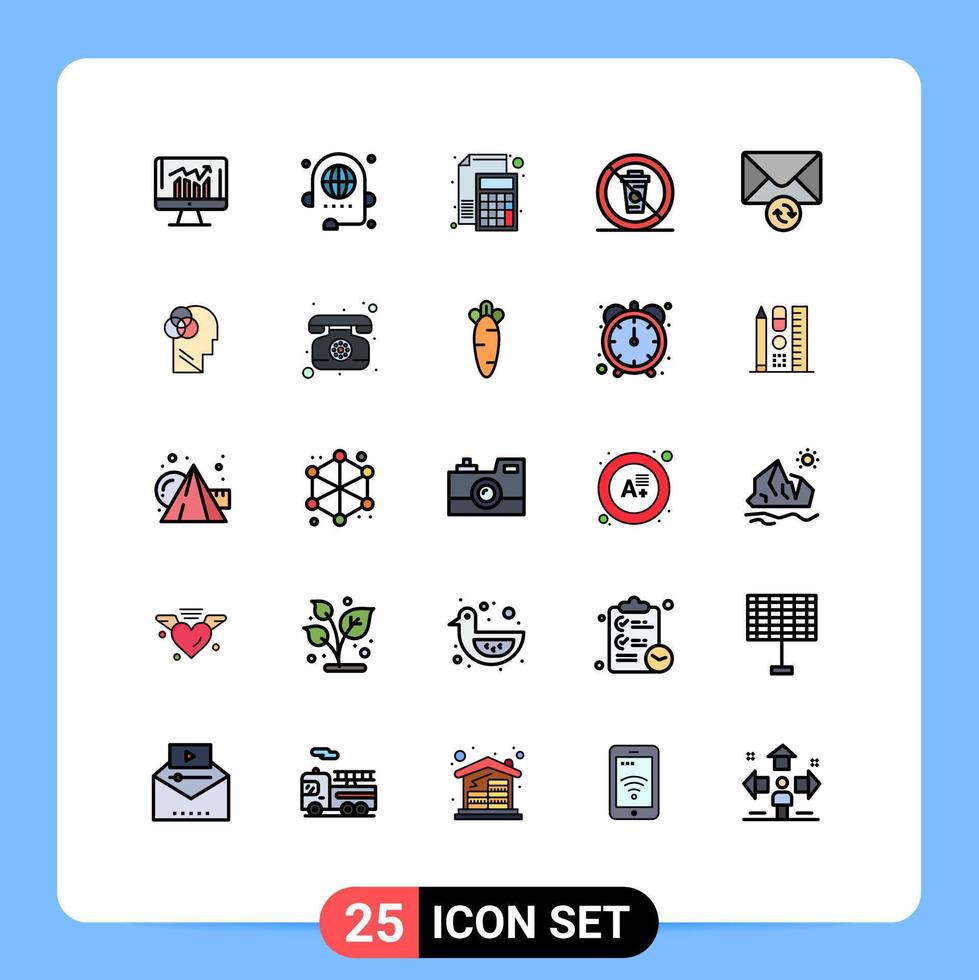 paquete de iconos de vector de stock de 25 signos y símbolos de línea para elementos de diseño de vector editables de archivo de papel de comida y discusión